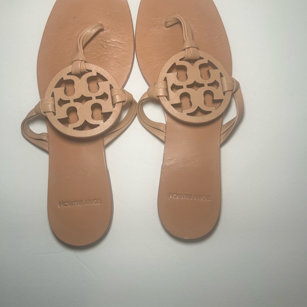 Tory Burch Tan Miller Sandals with Iconic Logo